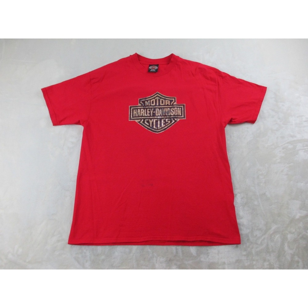 VINTAGE Harley Davidson Shirt Mens Extra Large Red Suburban Motorcycle 00s*